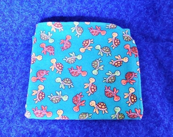 Flannel Receiving Blanket - Turquoise with Turtles