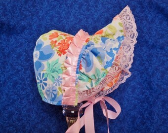 Baby Sun Bonnet Satin and Lace Trim