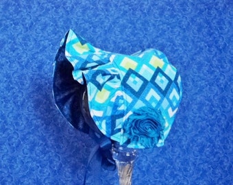 Baby Bonnet Royal Blue Geometric