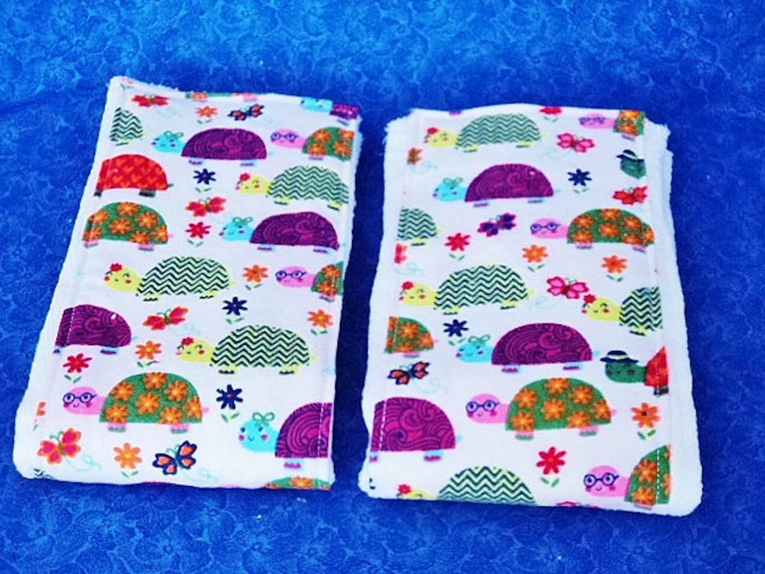Turtle Daipers Set of Turtle Burp Cloths, Cloth Diapers With Flannel, Whimsical ...