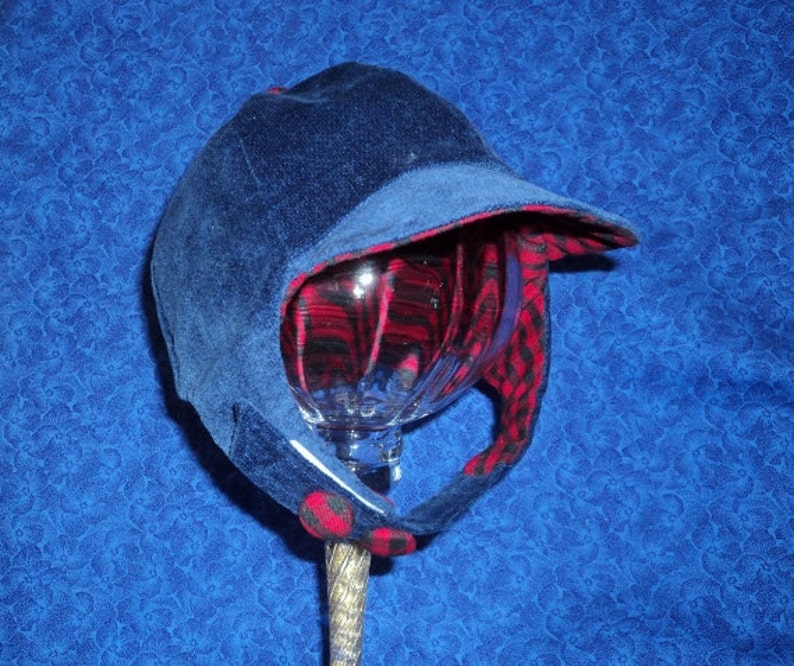 Winter Baby Boy Hat Corduroy and Flannel Navy Blue 36 months Etsy