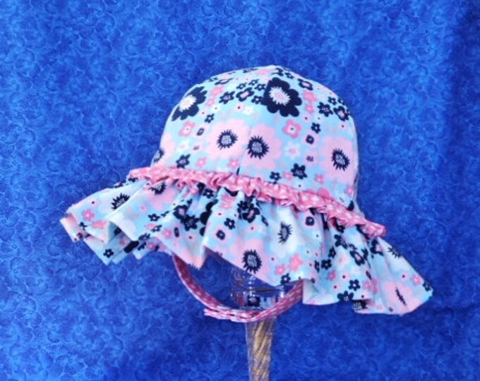 Blue Baby Girl Sun Hat Flowers and Ruffles Spring Hats Etsy