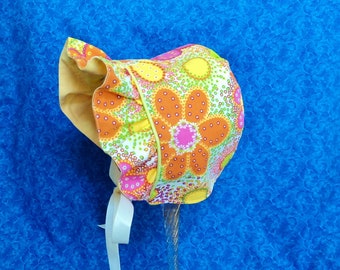 Reversible Modern Toddler Bonnet, Summer Baby Bonnet, Beach SunHat