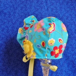 Turquoise Baby Bonnet Reversible Ruffled Brim image 4