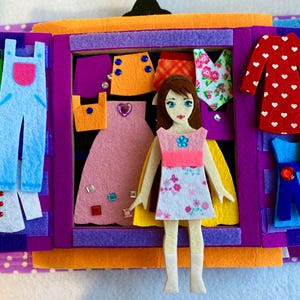 Personalized Felt Dollhouse Quiet Book: Montessori Dress-Up Toy