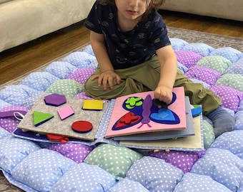 Libro de actividades personalizado para niños pequeños de 1 a 3 años, libro silencioso de fieltro, juguete Montessori, libro de actividades sensoriales para viajes, regalo con nombre personalizado