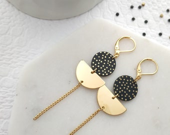 Boucles d'oreilles géométriques en cuir, Boucles rondes modernes minimalistes, Boucles délicates, Bijoux en cuir, Cadeau pour elle