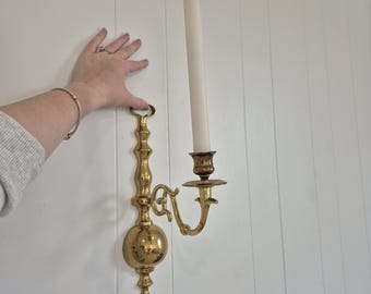Brass Wall Sconce, Antique Candle Holder, French Rococo Wall Decor, Ornate Gold Sconce, Hollywood Regency Lighting, Gothic Brass Sconce