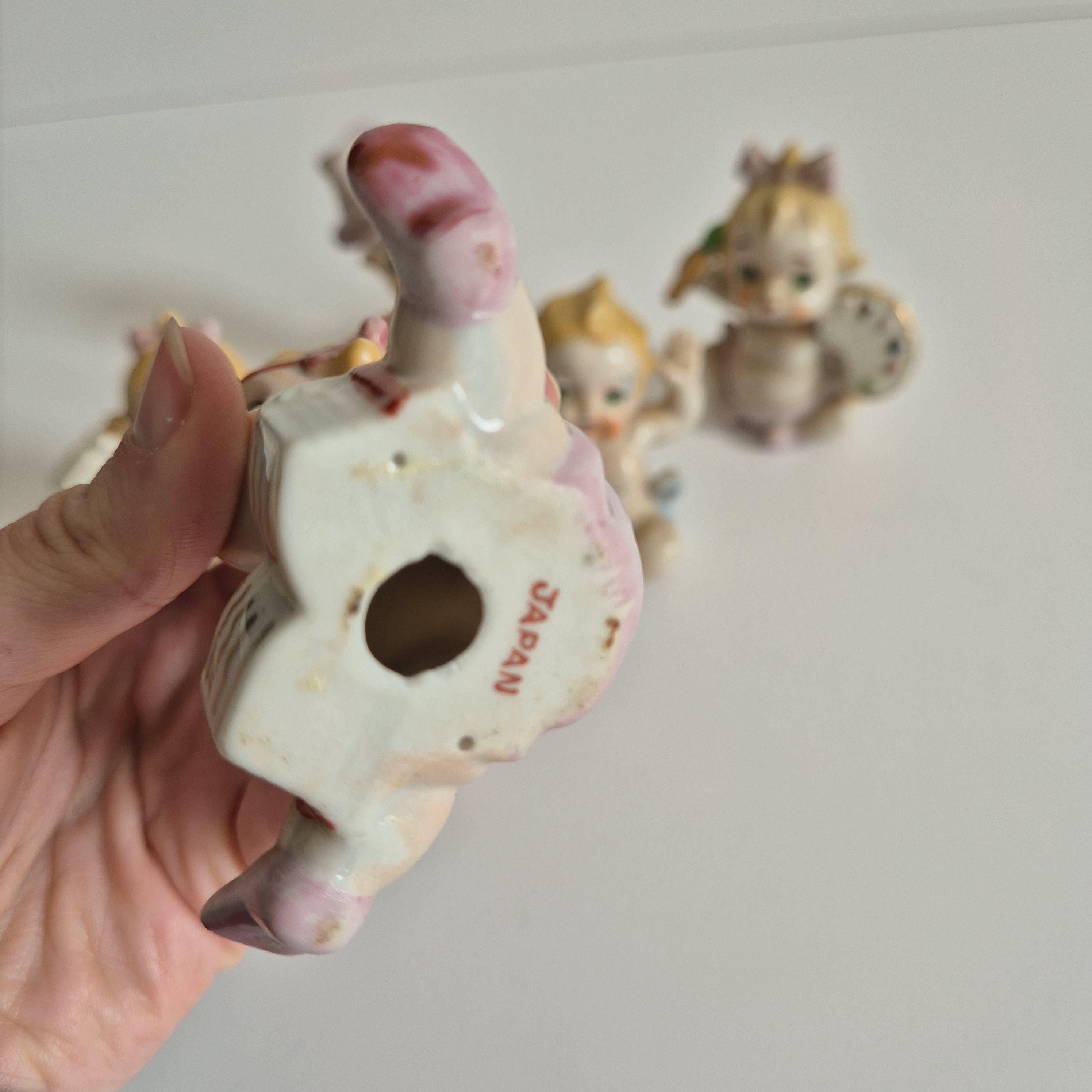 Vintage Japan Baby Figurines Set, 1950s Kewpie Style Porcelain