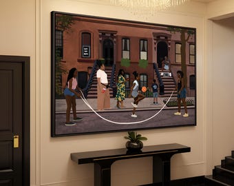 Black Lives Wall Art, Afro American Urban Illustration, Neighborhood Life Art Print, Cultural Canvas Artwork, Contemporary Home Decor