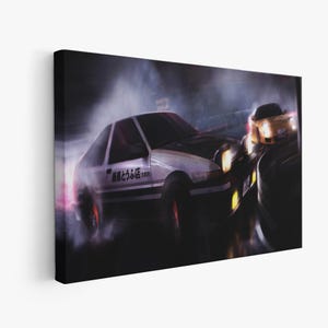 Initial D Poster, Initial D AE86 Drift Touge Canvas, Takumi vs Keisuke Takahashi, Drift Canvas, Japanese Art, Drift Wall Art, Moovie Canvas