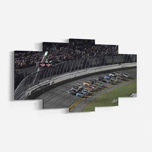 Nascar Race Track Wall Art, Daytona International Canvas, Daytona 500 Poster, Nascar Canvas, 5 Piece Canvas, Ready To Hang.
