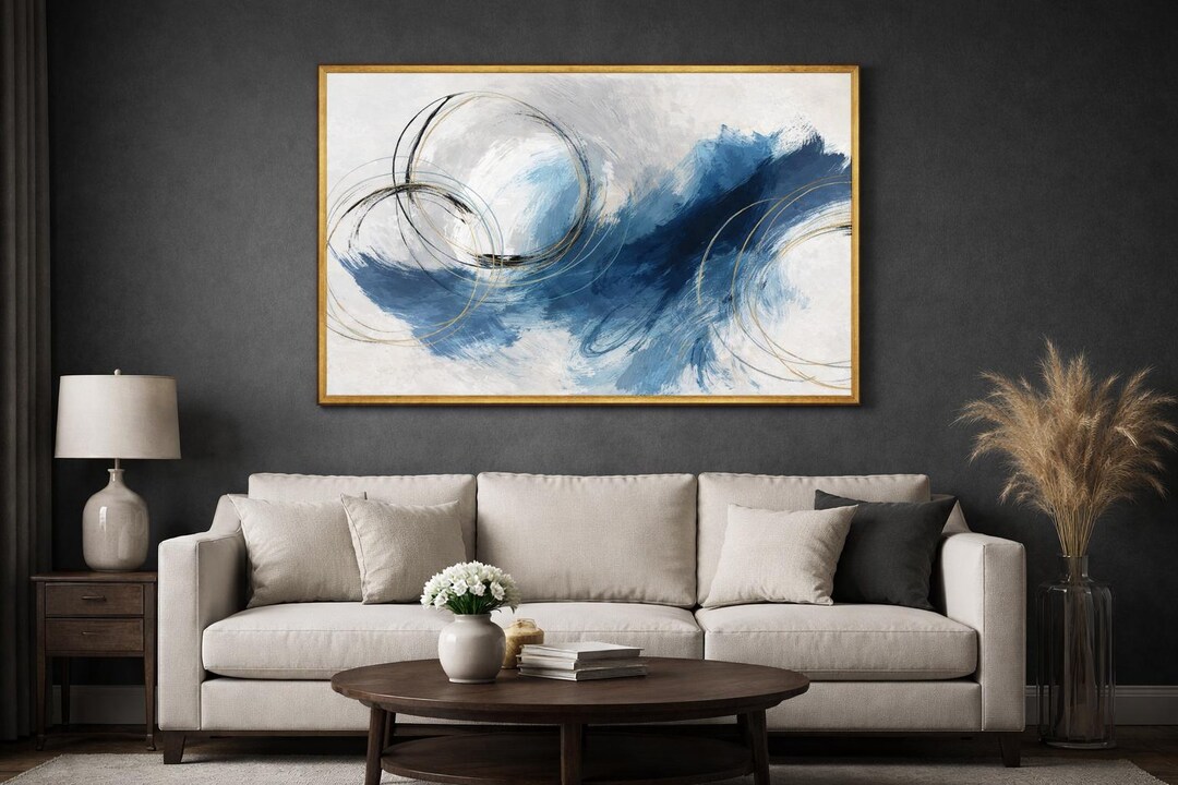 Abstract Blue and Gold Canvas Print, Modern Home Decor - Etsy