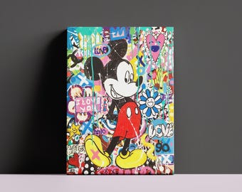 Toile Pop Art Banksy Mickey Mouse, impression de luxe, affiche de mode, art mural Banksy, art mural street graffiti, Mickey Mouse, art mural sur toile,