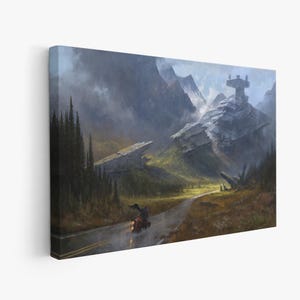 Star Wars Canvas, Starwars Fun art, Mandalorian Canvas, Movie Poster, Star Wars Landscape Wall Art, Canvas Wall Art, Ready To Hang.