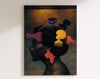 Póster de pared afrocéntrico, lámina artística de mujer negra, decoración de reina africana, obra de arte de belleza melanina, decoración moderna y cultural para el hogar, regalo para ella.