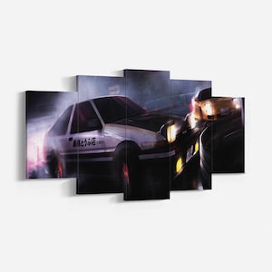 Initial D AE86 Drift Touge Wall Art, Initial D Canvas, Takumi vs Keisuke Takahashi Art, Drift Canvas, 5 Piece Canvas, Ready To Hang,