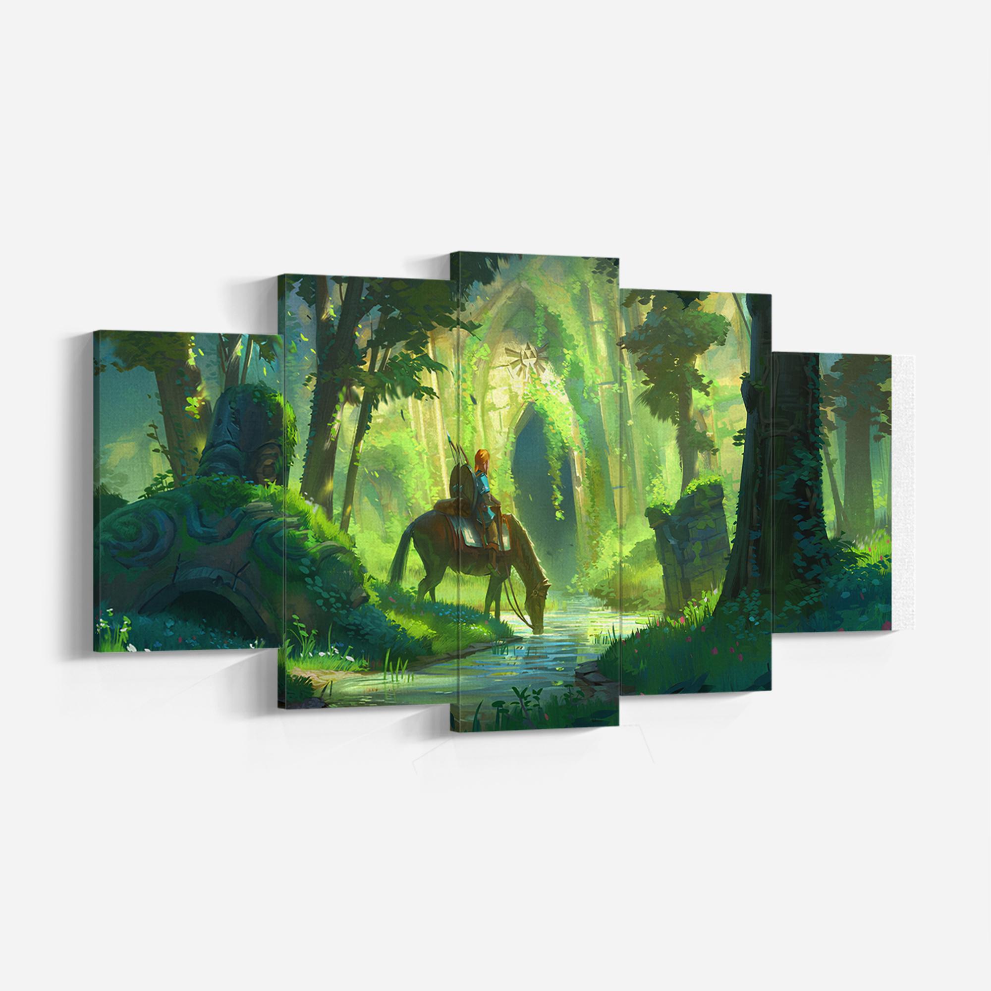 The Legend of Zelda 5 Pieces Canvas, Zelda Wall Art, Extra Large Wall Art, The Legend of Zelda Poster, 5 Piece Canvas, Ready To Hang.