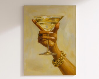Doek martiniglas, muurkunst glamourbar