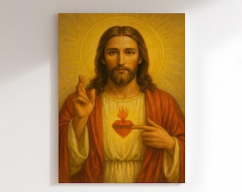 Sacred Heart of Jesus Canvas, Catholic Christian Home Decor