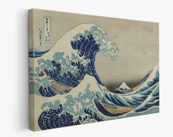 Hokusai Great Wave off Kanagawa Canvas Print, Ukiyoe Japanese Art