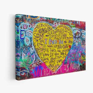 Banksy Hearts Canvas, Banksy Graffiti Wall Art, Banksy Love Gift, Graffiti Street Art, Pop Art Love Hearts, Canvas Wall Art, Pop Art.