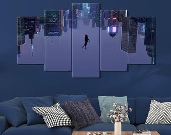 Lienzo de Miles Morales, arte de pared de Miles Morales, póster de Miles Across The Spiderverse, arte de pared de Spiderman, lienzo de 5 piezas, listo para colgar.