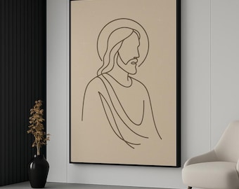 Jesus Line Art Poster – Catholic Christian Home Decor
