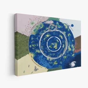 The World Beyond The Ice muur canvas, platte aardekaart muurkunst, extra groot canvas, wereldkaart print, canvas muurkunst, klaar om op te hangen.