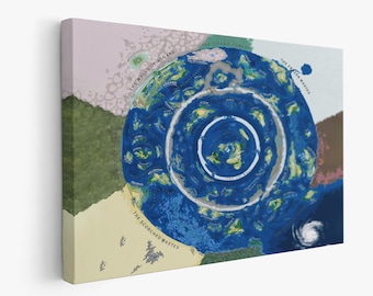 The World Beyond The Ice Wall Poster, Flat Earth Map Wall Art, Extra Large Canvas, World Map Print, Canvas Wall Art, Ready To Hang.