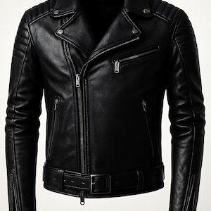 Men&#39;s Sheepskin Leather Biker Jacket: Handmade Cafe Racer Jacket