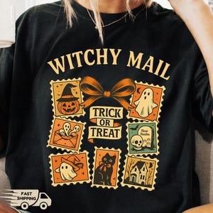 Retro Halloween Katze Geist Shirt, Herbst Halloween T-Shirt, Girly Halloween T-Shirt, Mutter Shirt, Kürbis Halloween, gruselige Saison Shirt