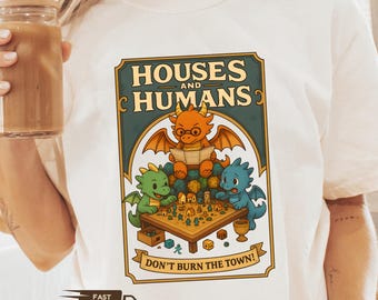 Vintage Houses and Humans D&D Shirt: Retro 90s Dungeons Tee, Dragon Lover Shirt