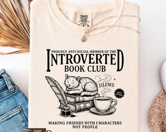 Introverted Book Club Shirt, Cat Anti Social Book Club Shirt, Book Lover Gift, Romance Reader Gift, Bookworm Shirt, Bookish Sweatshirt