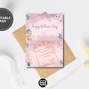 Blooming Love – Lichtroze bloemen moederkaart Afdrukbare wenskaart Happy Mother's Day-kaart Uniek cadeau voor mama
