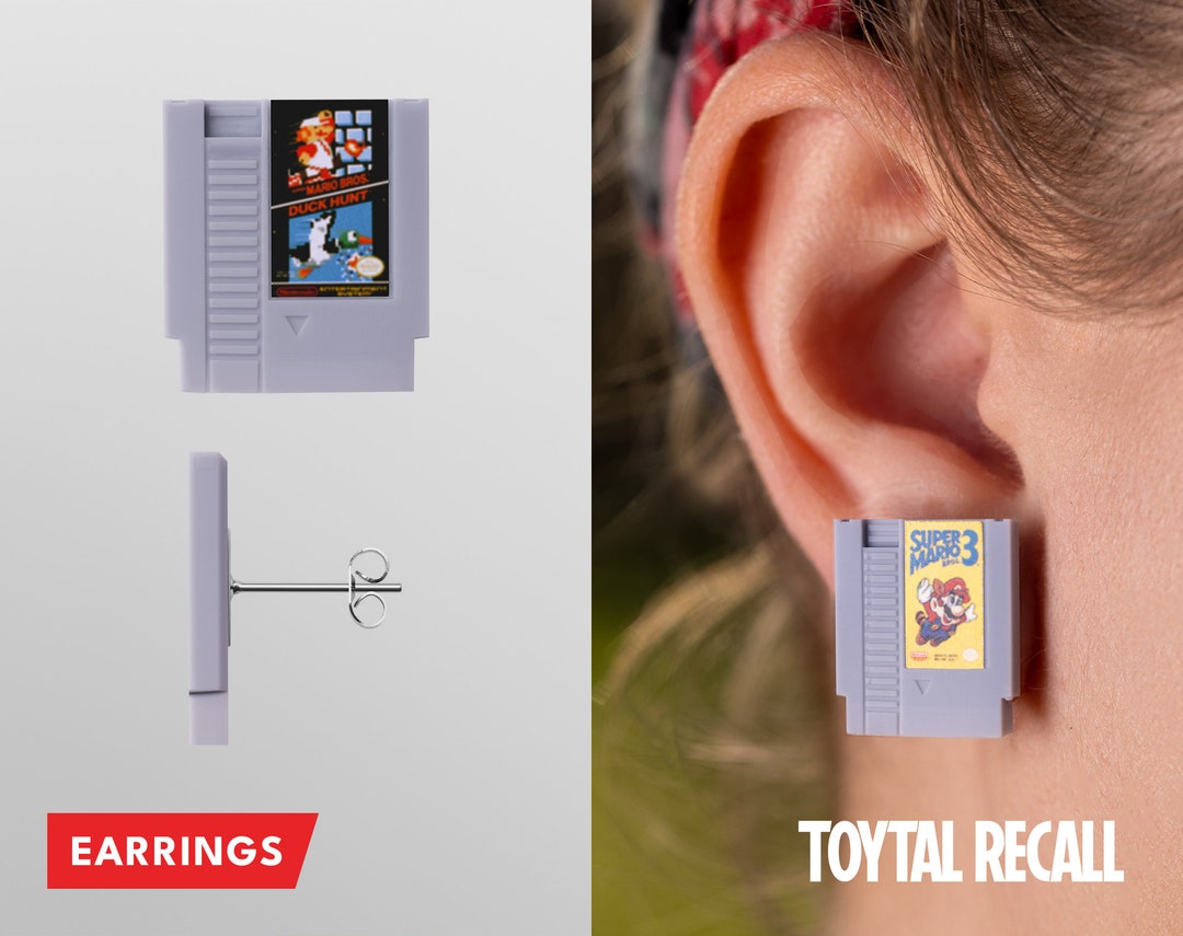 NES Cartridge Earrings Stud Version Retro 8 Bit Gamer Classic console