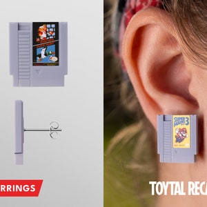 NES Cartridge Earrings - Stud Version - Retro 8 bit Gamer Classic (Console style) Resin Printed Cosplay Fan Art