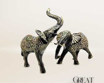 モロッコの真鍮製象の像：手彫りの置物 - Etsy 日本