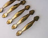 Vintage Brass Drawer Handles. Keeler Brass Cabinet Handles. Salvaged Hardware. Renovation Hardware. set of 5