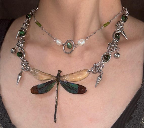 Collier Perle D'eau Douce Avec Libellule - Longueur Ajustable - Neuf Sans Emballage - Pour Femme