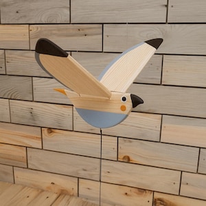 Handmade Wooden Sparrow Mobile - Flying Bird Toy with Flapping Wings | Natural Nursery Decor or Unique Eco Gift for Kids and Garden Lovers