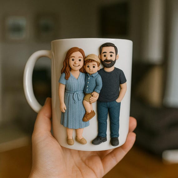 Personalized 3D Figurine Clay Mug Handmade