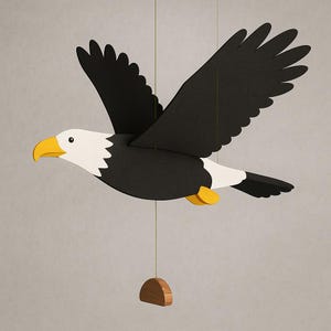 Wooden Eagle Mobile – Handmade Flying Bird Toy for Kids Room or Nursery, Natural Wood Decor, Gift for Children, Wooden Animal Hanging Decor