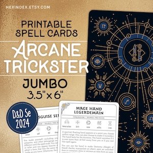 Jumbo Arcane Trickster Spell Cards for D&D 5e 2024 (5.5) (Printable)