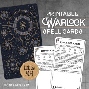 D&D 5e 2024 (5.5) Warlock Spell Cards (Printable)