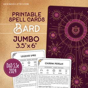 Jumbo Bard Spell Cards for D&D 5e 2024 (5.5) (Printable)