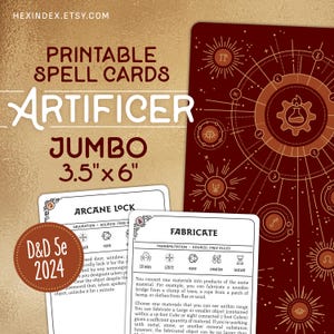 Jumbo Artificer Spell Cards for D&D 5e 2024 (5.5) (Printable)