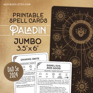 Jumbo Paladin Spell Cards for D&D 5e 2024 (5.5) (Printable)