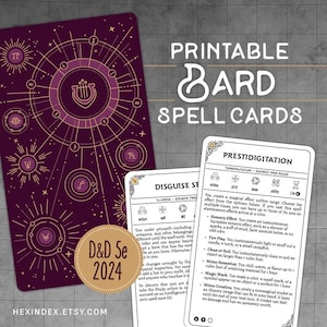 D&D 5e 2024 (5.5) Bard Spell Cards (Printable)