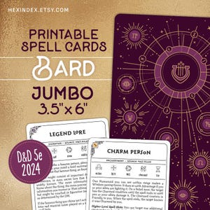Jumbo Bard Spell Cards for D&D 5e 2024 (5.5) (Printable)